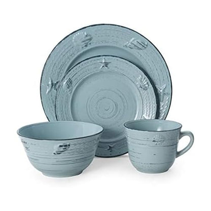 Pfaltzgraff Trellis Coastal 16-Piece Dinnerware Set, teal - color: Teal