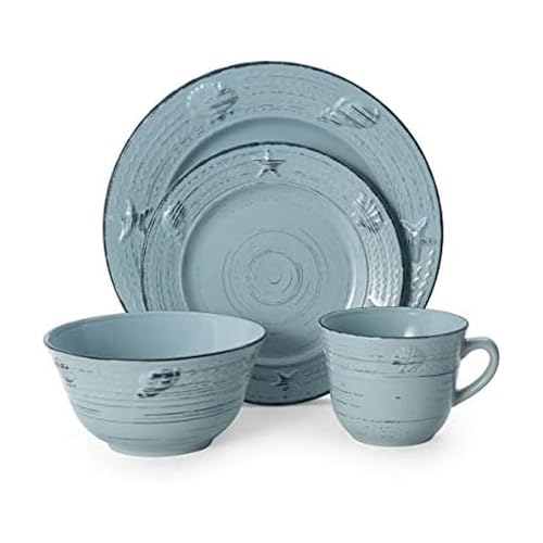 Pfaltzgraff Trellis Coastal 16-Piece Dinnerware Set, teal - color: Teal