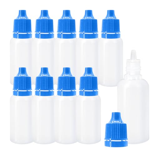 10Pcs 15ml Plastic Dropper Bottles, 0.5oz Small Squeeze Leakproof Dropper Bottle with Childproof Cap and Plug, Reusable Portable Eye Liquid Container for Travel Blue - color: Blue Cap