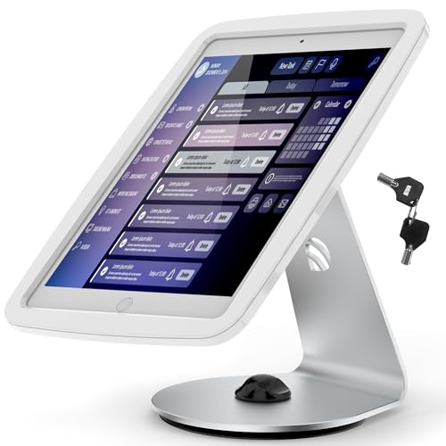 Tablet Kiosk Stand for Desk with Lock - Rotatable Swivel Compatible with 10.2" iPad 7th 8th 9th Gen - BSC109WT - size: 10.2" iPad 7th 8th 9th Gen