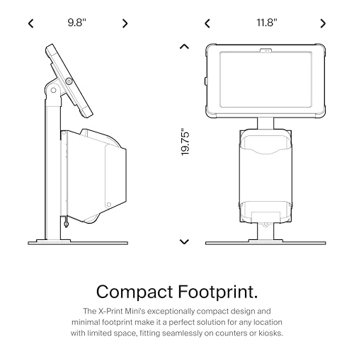 SPROCKET X Print Mini Desktop Tablet Stand with Brother QL Label Printer Integration - Professional iPad Stand for Desk that Reimagines Visitor Management and Check-in - Compatible with iPad 11”