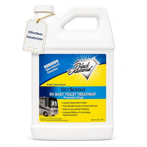 Black Diamond Stoneworks GET SERIOUS RV,Boat,Camper Chemical Toilet Holding Tank Treatment&Deodorizer.Works Faster Than Tablets or Packs in Grey&Black Water. Concentrated with Stress Relief Fragrance - size: 128 Fl Oz (Pack of 1)