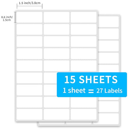 0.6×1.5 Inch Removable Blank Freezer Labels,Water/Oil/Tear Resistant/Ink Won't Smudge No Residue (405 pcs,1 Bag) - size: 0.6×1.5 inch
