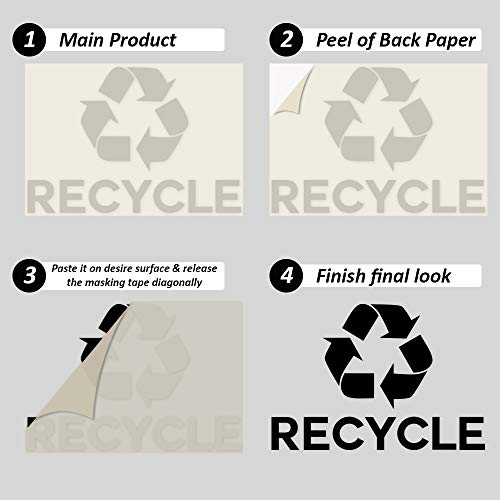 Ignixia Recycle Symbol Sticker Decal to Organize Trash Cans/Garbage Containers, Sign Plotter Cut Vinyl Outdoor (Black, 10 X 7 Inches Large, Pack of 02) - color: Black (Pack of 02)