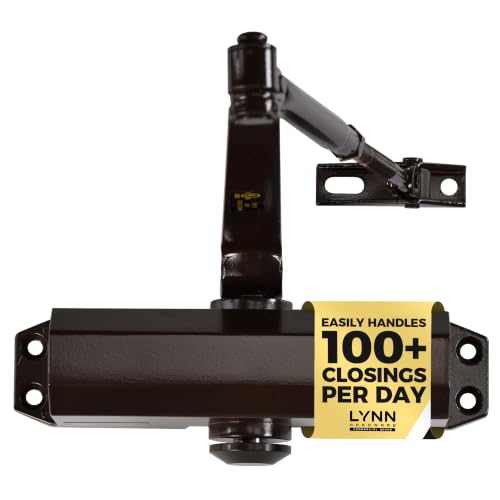 LYNN HARDWARE Light Duty Automatic Door Closer - Durable Cast Aluminum - color: Dark Bronze