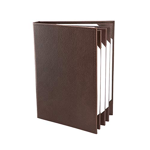 Menu Covers Made of Premium Faux Leather (10-Pack) - 8.5" X 11" - 8 Views - Brown - color: Brown, size: 8 Views