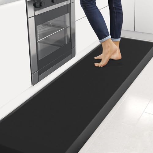 4/5 Inch Thick Kitchen Mats for Floor, StepRite Kitchen Rug for Standing - color: Black, size: 108"L x 30"W x 0.8"Th