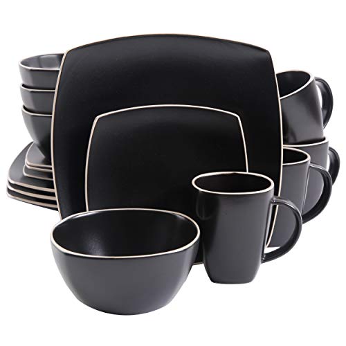 Gibson Home Soho Lounge Dinnerware Set, Service for 4 (16pcs), Matte Black - color: Matte Black