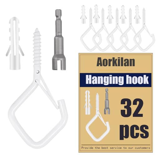 32 Pcs 2.36IN Ceiling Hooks with Safety Buckle for Plants - color: White, size: 32Pcs