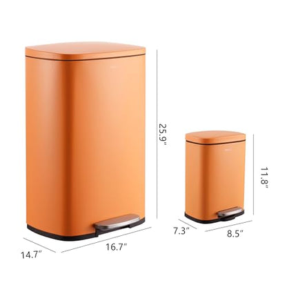 happimess Connor 2-Piece Iron Trash Can, Carrot Cake - color: Carrot Cake
