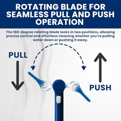 Extendable Shower Squeegee with 180-Degree Rotating Blade for Push/Pull Use – Ergonomic Cleaning Tool for Showers, Glass Doors, and Windows – 16'' to 28'' Handle for Strain-Free Cleaning
