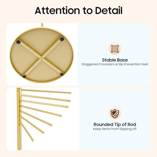 67" Freestanding Scarf Organizer, Metal Spiral Scarf Holder with 30 Rods - color: Gold