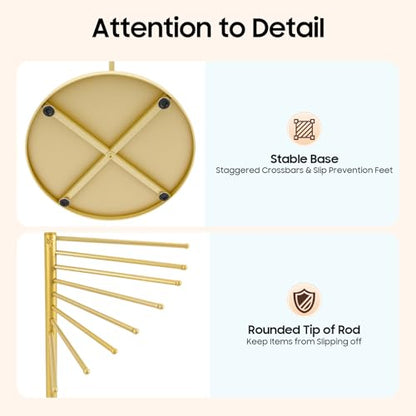 67" Freestanding Scarf Organizer, Metal Spiral Scarf Holder with 30 Rods - color: Gold