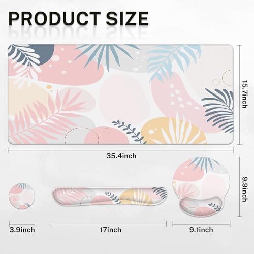 Arttown Keyboard Mouse Pad Set, 4 in 1 Desk Mat Set Botanical Vintage - color: Vintage Botanical