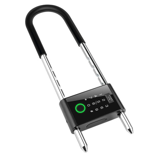 Smart Padlock with Long Adjustable Shackle, Bike U-Lock with Fingerprint, App Control, Auto Lock, Heavy Duty Anti-Theft Digital Combination Lock for Storefront, Double Glass Door
