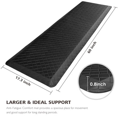 HappyTrends Kitchen Floor Mat - 4/5 Inch Thick Anti-Fatigue Kitchen Rug - color: Black, size: 60"L x 17.3"W x 0.8"Th