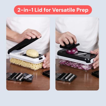Fullstar Essential Vegetable Chopper & Mandoline Slicer 8-in-1 Kitchen Tool - color: White/Black