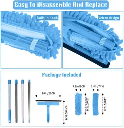 2-in-1 Window Cleaner Tool, 68'' Squeegee for Window Cleaning - color: Blue