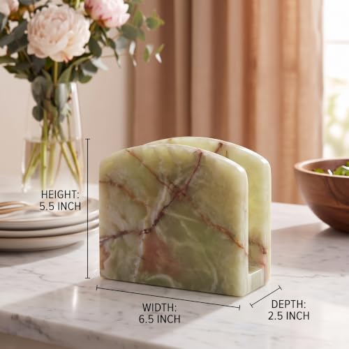 Radicaln Marble Napkin Holder for Table 6.5" Paper Napkin Dispenser Stand - color: Green Onyx