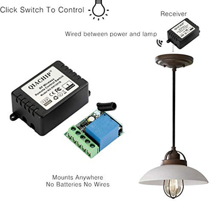 QIACHIP DC 12V 1CH 433Mhz RF Wireless Relay Remote Control Light Momentary Switch Transmitter with Receiver (3 Relays) - color: KR1201B_3