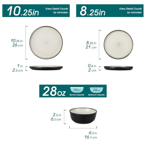 vancasso 24-Piece Grayish Beige Stoneware Plates and Bowls Sets for 8 - color: Grayish Beige