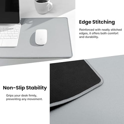 ALOANES Non-Slip Extended Mouse Pad Office&Home Desk Mat Stitched Edge - color: Light Gray, size: 31.5L x 15.7W inches