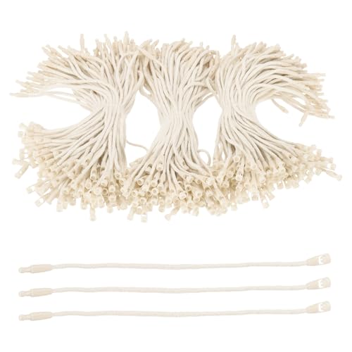 PATIKIL 300 Pcs Cotton Hang Tag String, 6 Inch Beige Snap Lock Pins Loop Fastener Price Tag Ties for Clothes Shoes Luggage - color: Beige, size: 6 Inch