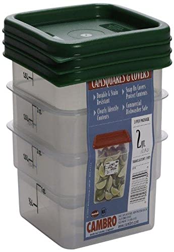 Cambro Set of 3 Square Food Storage Containers with Lids, 2 Quart - size: 2 Quart