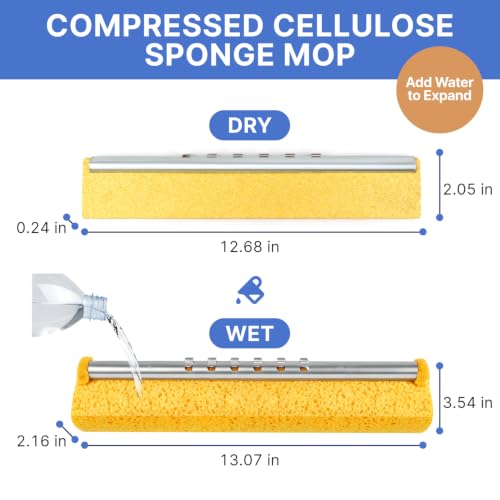Replacement Mop Heads 4 Pack, Super Absorbent Compressed Cellulose Sponge - size: 4 heads