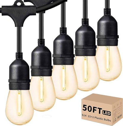 Svater Outdoor String Lights 50 FT Outside LED Patio Light E26 Waterproof - size: 50FT
