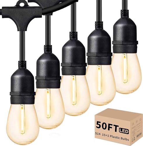 Svater Outdoor String Lights 50 FT Outside LED Patio Light E26 Waterproof - size: 50FT