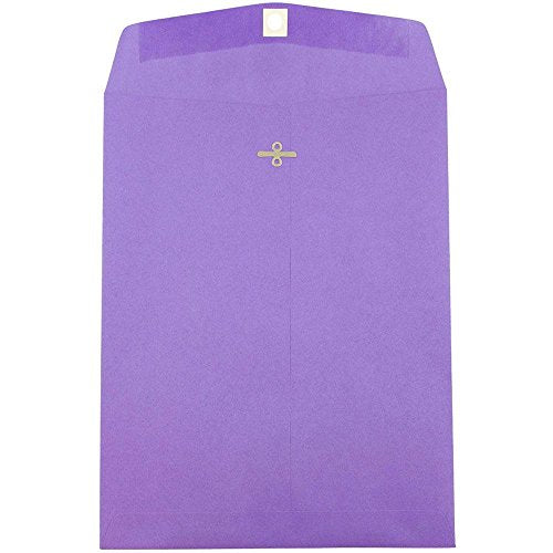 JAM PAPER 9 x 12 Colored Envelopes with Clasp Closure - Violet Purple Recycled - 25/Pack - color: Violet Purple, size: Pack of 25