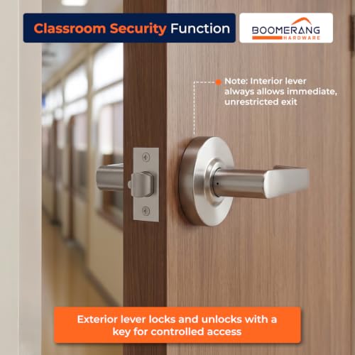 Boomerang Heavy-Duty Classroom Function Commercial Lever Door Lock - color: Satin Chrome (US26D), style: Classroom