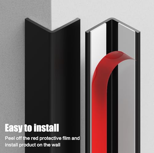 Wall Corner Protector, Walls Edge Protector, Self-Adhesive Wall Corner Guards, PVC Double Side Edge Protector, Furniture Stairs Guard (Black, 2pcs x 35.4" L x 1.97" W) - color: Black, size: 1.97inx35.4in