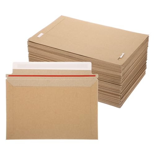 PATIKIL 100Pcs Cardboard Envelopes 10"x6.42" Rigid Mailers Self Seal - color: Brown, size: 10" x 6.42"