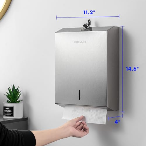 Gorlary Commercial Paper Towel Dispenser Wall Mount, Silver - color: Silver, size: 500 Sheets – Large