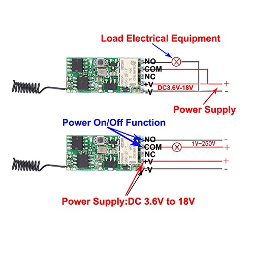 Smart Home 433MHz Universal Mini Wireless RF Remote Control Switch DC 5V 6V 9V 12V Electromagnetic Lock Fingerprint Lock Relay Output Control Module (Latching-1 Switch)