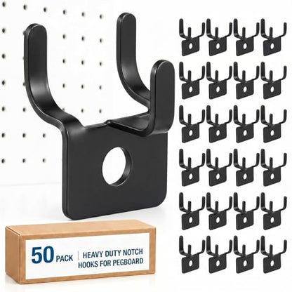 Tandefio 50 Pcs Pegboard Hooks, Picture Hangers for 1/8 & 1/4 in, Black - color: Black