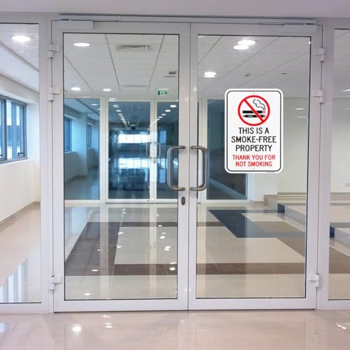 Large This Is A Smoke-Free Property, Thank You For Not Smoking Sign 18"x 12" .040 Rust Free Aluminum – Reflective, UV Protected and Weatherproof