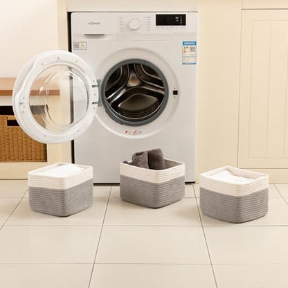 OIAHOMY 3 PACK Cube Storage Bins Storage Baskets Shelf Grey&White - color: Grey&White