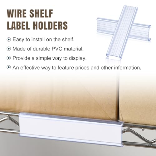 Lenink 20Pcs Wire Shelf Label Holders,Plastic Wire Rack Label Holder Compatible with Metro and Nexel 1-1/4in Shelves,Label Area 6in Lx1.25in H (Label Paper Not Included) (Pack of 2) - color: Transparent, size: 6in (Pack of 2)