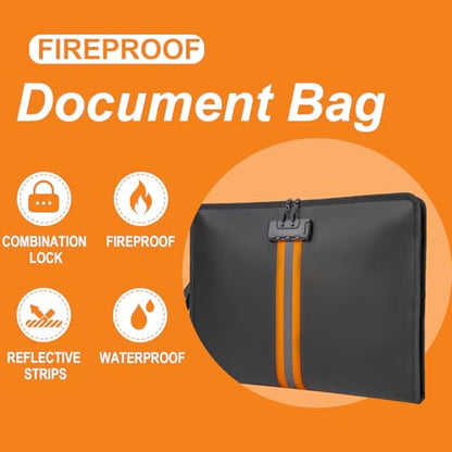 Fireproof Document Bag with Lock，15"×11" Fireproof Money Bag，with Zipper and Lock，Suitable for Tablets, A4 Documents, Cash, Mobile Phones, - size: Legal Documents – 15" × 11"
