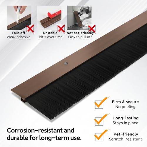 8 Sets Garage Door Brush Seal, 3" W x 39.37" L, Brown
