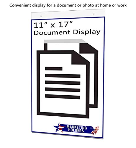 10 Pack Wall Sign Holder 11" x 17" Ad Frame with Mounting Holes Portrait Graphic Display Frame Clear Acrylic Sleeve by Marketing Holders - size: 11"w x 17"h