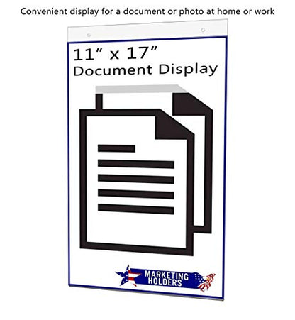 10 Pack Wall Sign Holder 11" x 17" Ad Frame with Mounting Holes Portrait Graphic Display Frame Clear Acrylic Sleeve by Marketing Holders - size: 11"w x 17"h