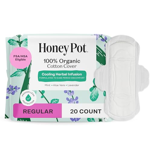 The Honey Pot Company - Cooling Herbal - Regular - Pads for Women - size: 20 Count (Pack of 1), style: Herbal Regular Flow