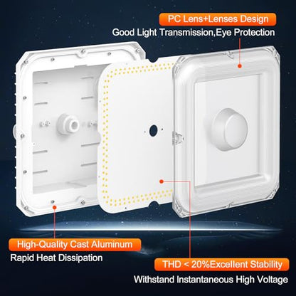 LED Canopy Light with Dusk to Dawn Photocell 60W 80W 100W 3CCT Adjustable - size: 100W