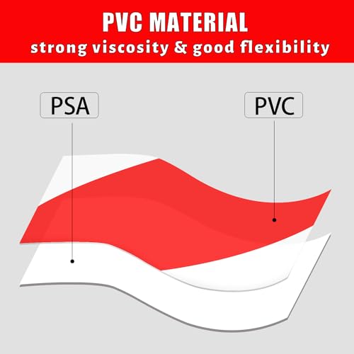 Hazard Tape - 2 Inch x 108 Feet Red & White Ultra-Adhesive Hazard Warning Safety Stripe Tape for Marking Floor, Walls - color: Red & White