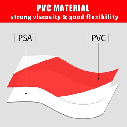 Hazard Tape - 2 Inch x 108 Feet Red & White Ultra-Adhesive Hazard Warning Safety Stripe Tape for Marking Floor, Walls - color: Red & White