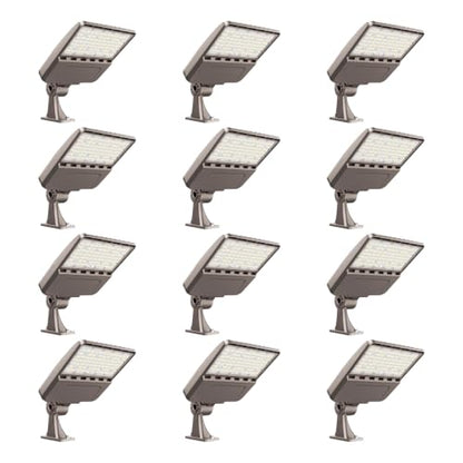 YXL LED Parking Lot Shoebox Lights with Dusk to Dawn Sensor, 21000LM 5000K Daylight, Arm Mount, IP65 Waterproof, Area Lights for Parking Lot & Stadium, 12-Pack - size: 150W Arm 12Pack